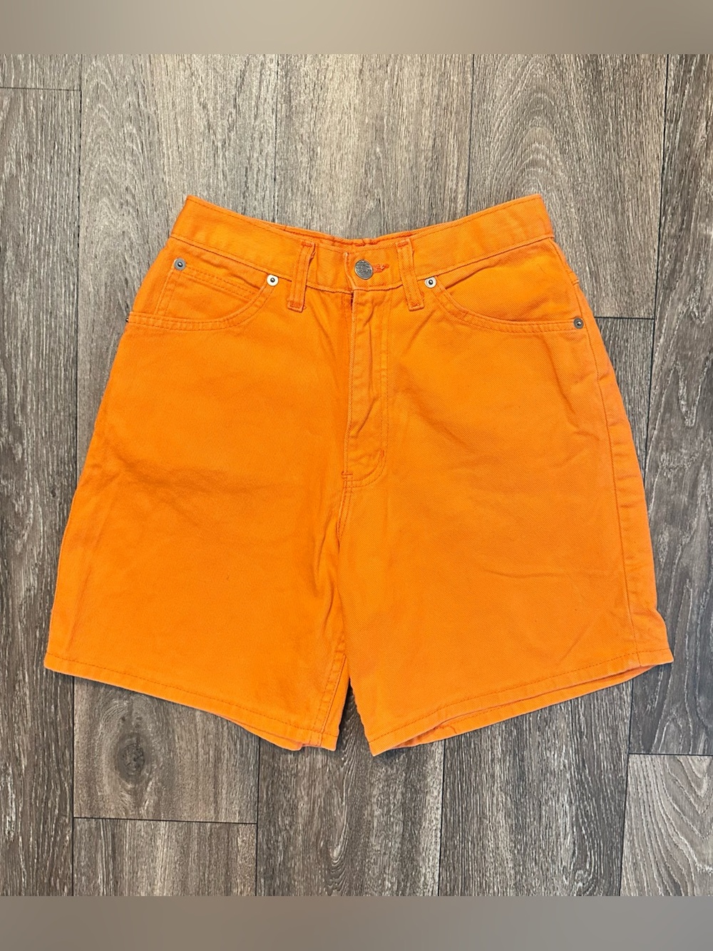 Coco Blue 90’s high rise bright orange mom shorts jorts Sz 0